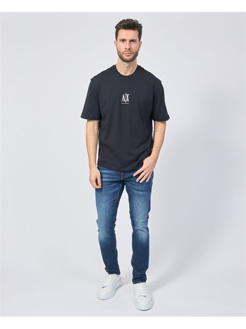 Armani Exchange Blue T-Shirt with Front Logo ARMANI EXCHANGE | XM000363-AF12308UB101